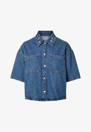 Pieces, PCSKY EMBROIDERY SHIRT - Skjortebluser - medium blue denim