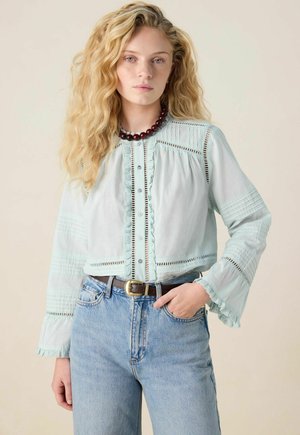 MIT STICKEREI - Blouse - hellgrün