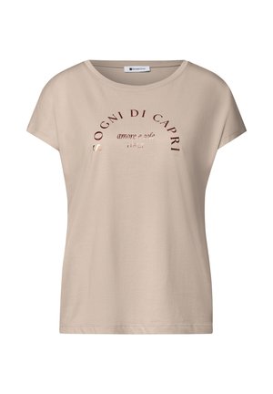 Street One, DROPPED SHOULDER SHIRT MIT RUNDHALS - T-shirt imprimé - clay sand