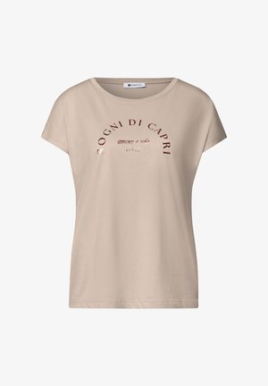 Street One, DROP-SHOULDER SHIRT WITH ROUND NECK - T-Shirt print - clay sand
