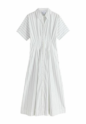 REGULAR FIT - SHORT SLEEVE CINCHED WAIST MIDI  - Rochie tip cămașă - monochrome white with black stripe