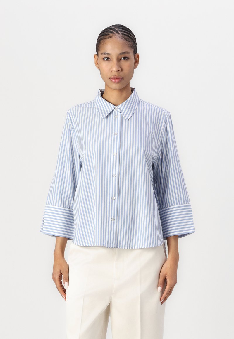 TOM TAILOR MODERN SHAPE STRIPED - Hemdbluse - mid blue/white