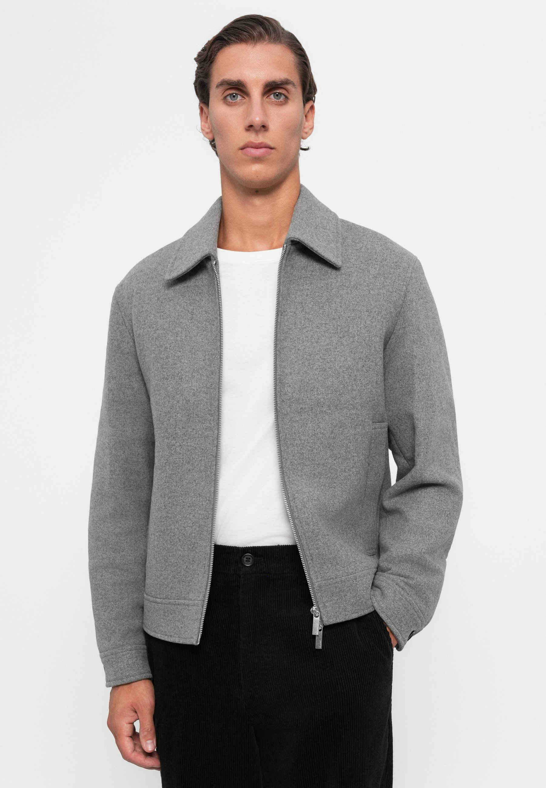 Selected Short Wool Blend - Summer jacket - grey melange/mottled