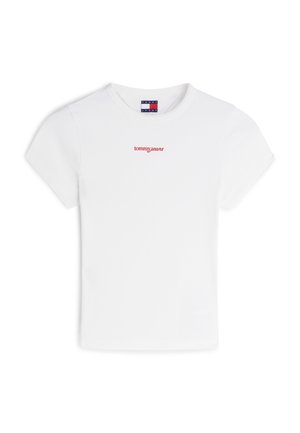 Tommy Jeans, SLIM SCRIPT TEE - Обикновена тениска - ecru