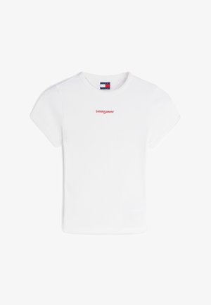 Tommy Jeans, SLIM SCRIPT TEE - Обикновена тениска - ecru