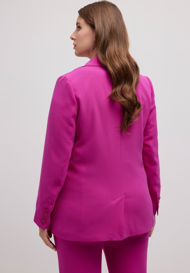 Ulla Popken Blazer Lungo In Jersey Punto Di Roma – Giacca Donna Con Colletto A Revers, Vestibilità Comoda, Spacchi Laterali, Senza Fodera