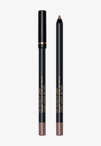 Eyeliner nero con testo dorato, caratterizzato da una punta affilata e un design a rotazione. La base è di un colore marrone scuro opaco.