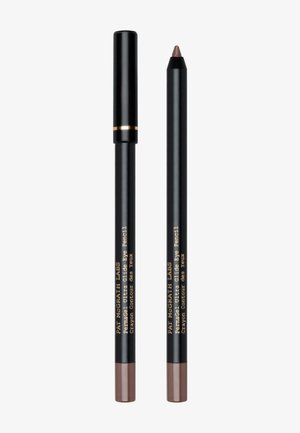 Eyeliner nero con testo dorato, caratterizzato da una punta affilata e un design a rotazione. La base è di un colore marrone scuro opaco.