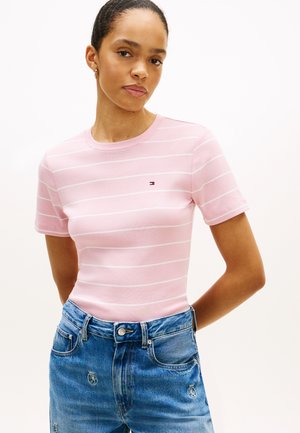 Tommy Hilfiger SLIM CODY - Majica kratkih rukava s printom - bonita pink/ecru