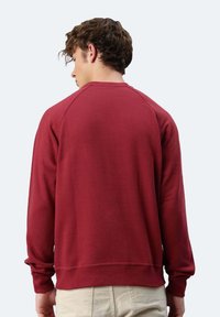 Felpa a collo alto color bordeaux con maniche raglan. Realizzata in un tessuto morbido e testurizzato. Collo a giro e polsini a costine. Design semplice senza loghi.
