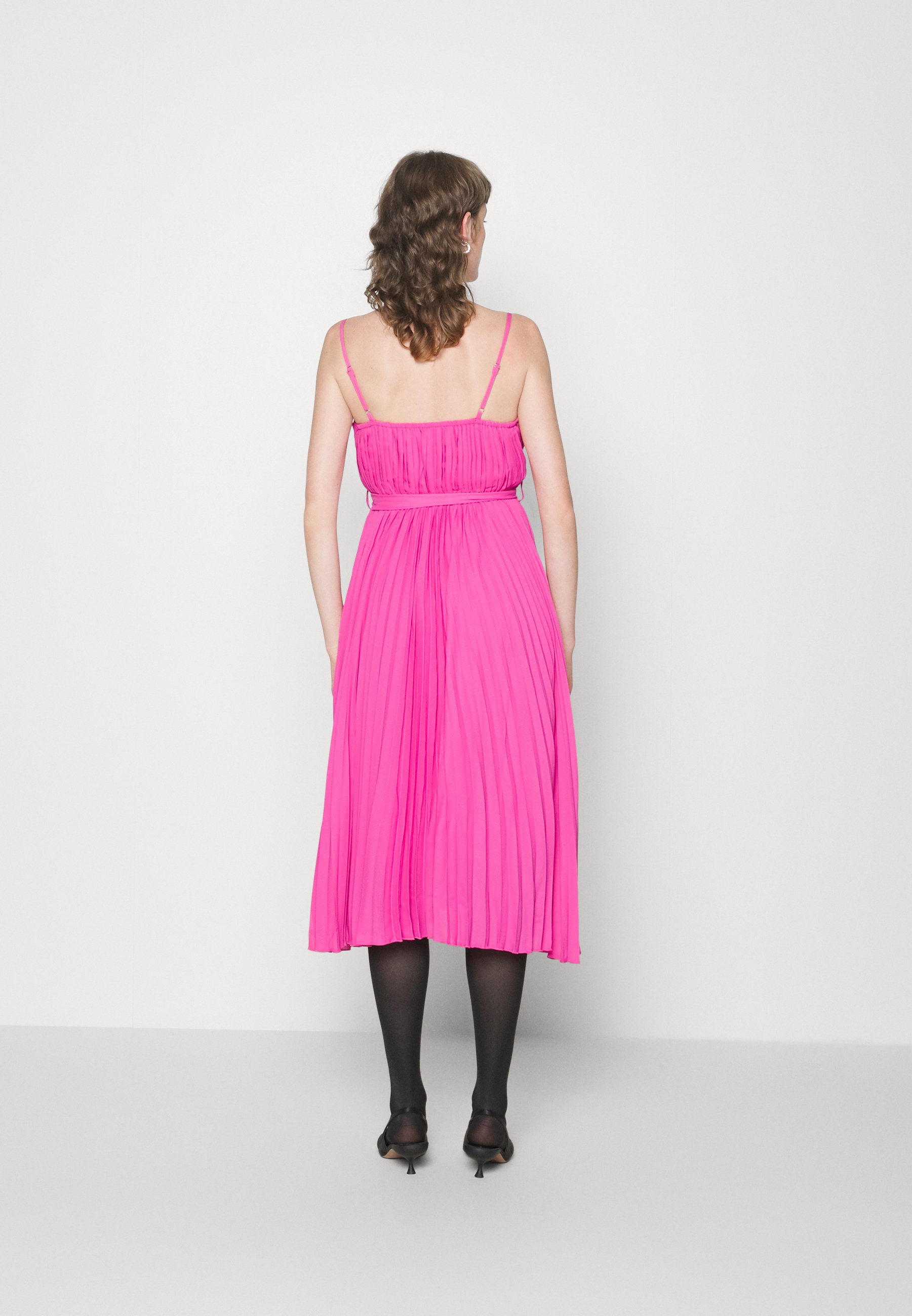 jac jossa pink floral midi dress with frill detail