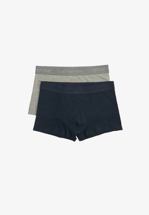 Zestaw bokserków w kolorach granatowym i szarym. Wykonane z miękkiego materiału z elastycznymi pasami w talji z napisem "różnorodny". Klasyczny, dopasowany kształt.