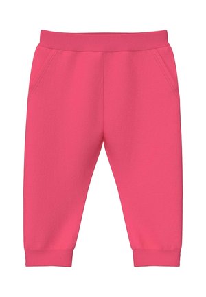 Pantalon de survêtement rose taille tout-petit avec taille élastique, poches latérales en biais et poignets côtelés aux chevilles.