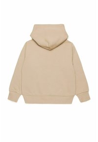 Felpa beige con cappuccio, caratterizzata da una vestibilità rilassata, polsini a coste e una superficie in felpa morbida. Design semplice senza motivi o dettagli aggiuntivi.