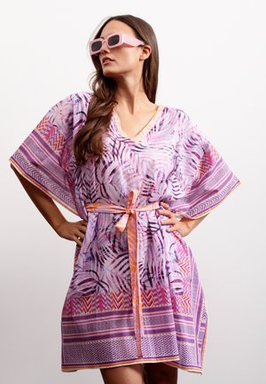 LUFTIGE TUNIKA MIT BLÄTTERMOTIV - Tunic - lila