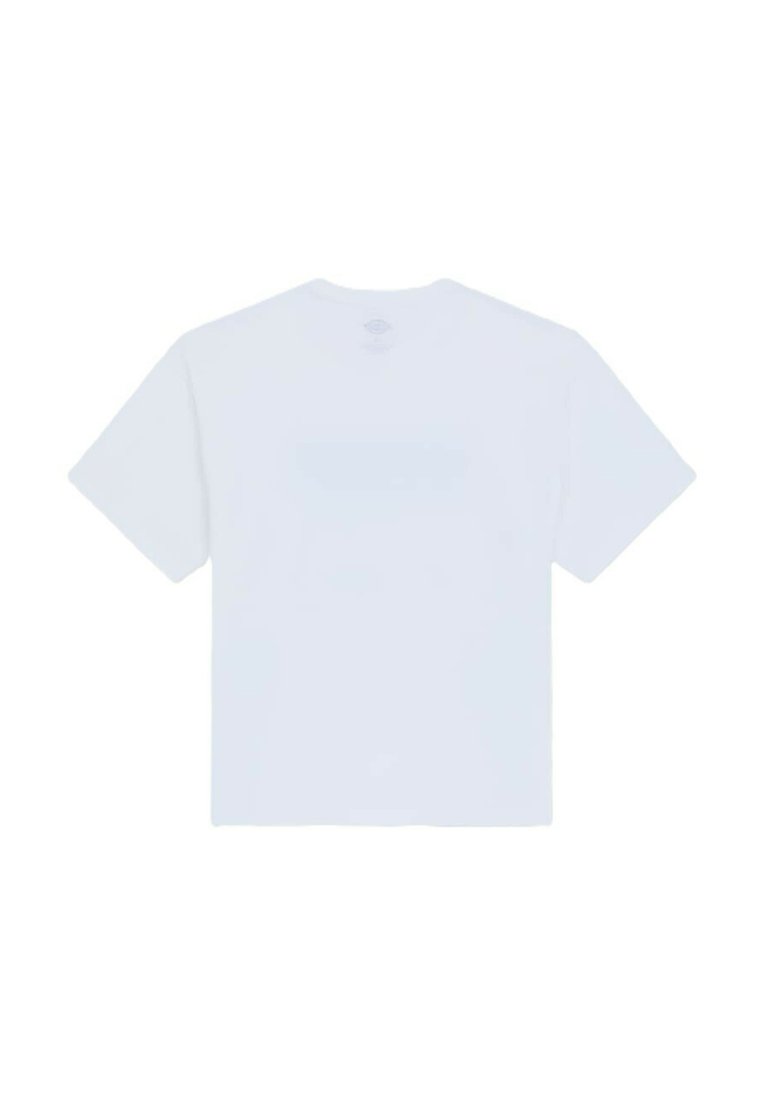 Plain white short-sleeve T-shirt laid flat showing the back with a crew neckline and no visible logos or designs.