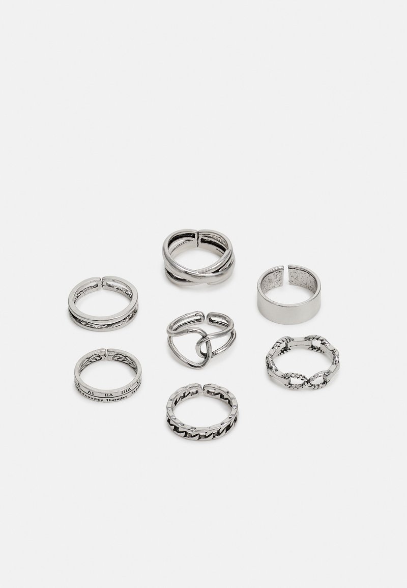 Only & Sons - ONSCARTER RING 7 PACK - Sormus - silver-coloured, Suurenna