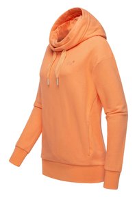 Orange hoodie med cowl-hals, justerbara dragsnören, långa ärmar och ribbad mudd. Tillverkad av mjukt, strukturerat tyg med en subtil logotypdetalj.