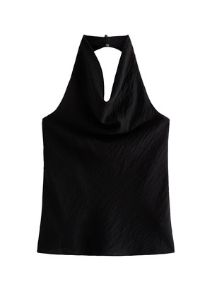 New Look, CRINKLE TEXTURE COWL NECK HALTER TOP - Blouse - black