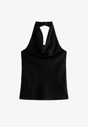 New Look, CRINKLE TEXTURE COWL NECK HALTER TOP - Camicetta - black