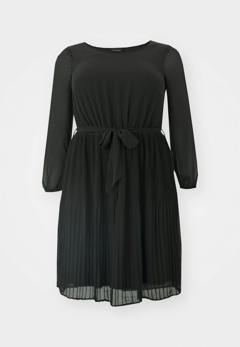 Anna Field Curvy CRINKLE FLOWY MINI LONG SLEEVES - Robe de soirée - black