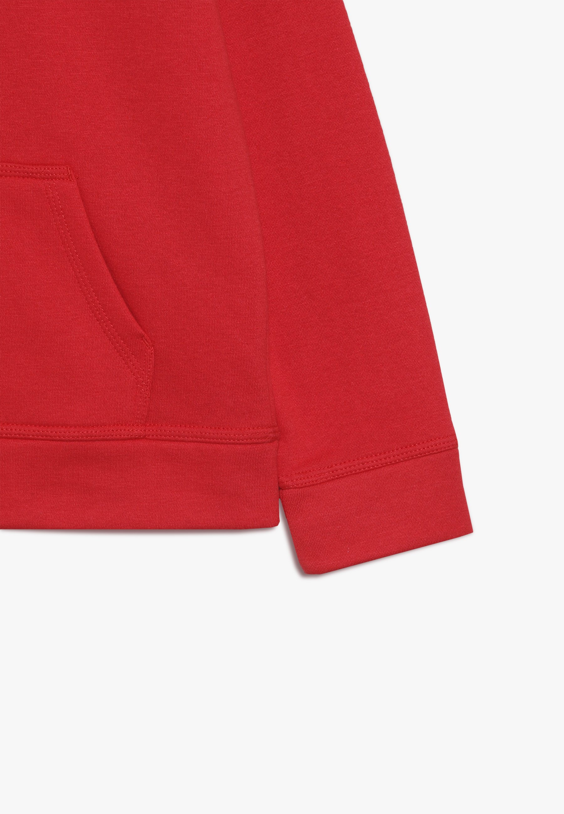 red zip up jumper