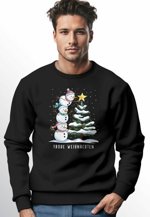 FROHE WEIHNACHTEN SCHNEEMANN DESIGN SCHRIFT RUNDHALS - Sweatshirt - schwarz