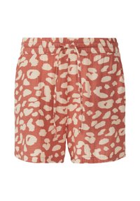 Hosen aus weichem Stoff mit orange- und cremefarbenem Muster, featuring einen elastischen Bund mit Kordelzug und einer lässigen Passform.
