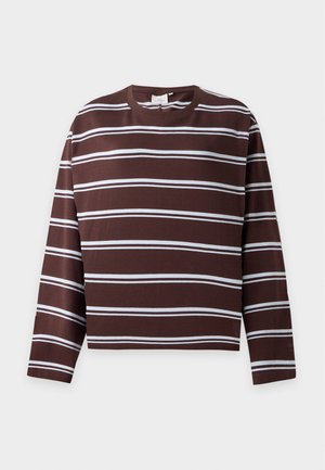 ONLY Carmakoma, CARFREJA STRIPE WIDE SLEEVE  - Maglietta a manica lunga - coffee bean/ballad blue
