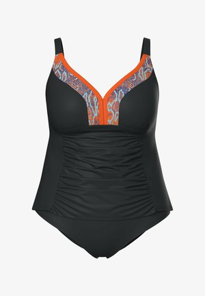Ulla Popken, TANKINI, RAFFUNG, ZIERBORTE, SOFTCUPS, VERSTELLBARE TRÄGER - Bikinier - black