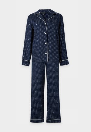 Lauren Ralph Lauren, NOTCH COLLAR LONG PANT SET - Pyjamas - navy