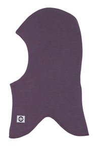 Fioletowa robiona na drutach kominiarka o dopasowanym kroju, z zaokrąglonymi krawędziami i metką w prawym dolnym rogu. Miękka, teksturowana tkanina.