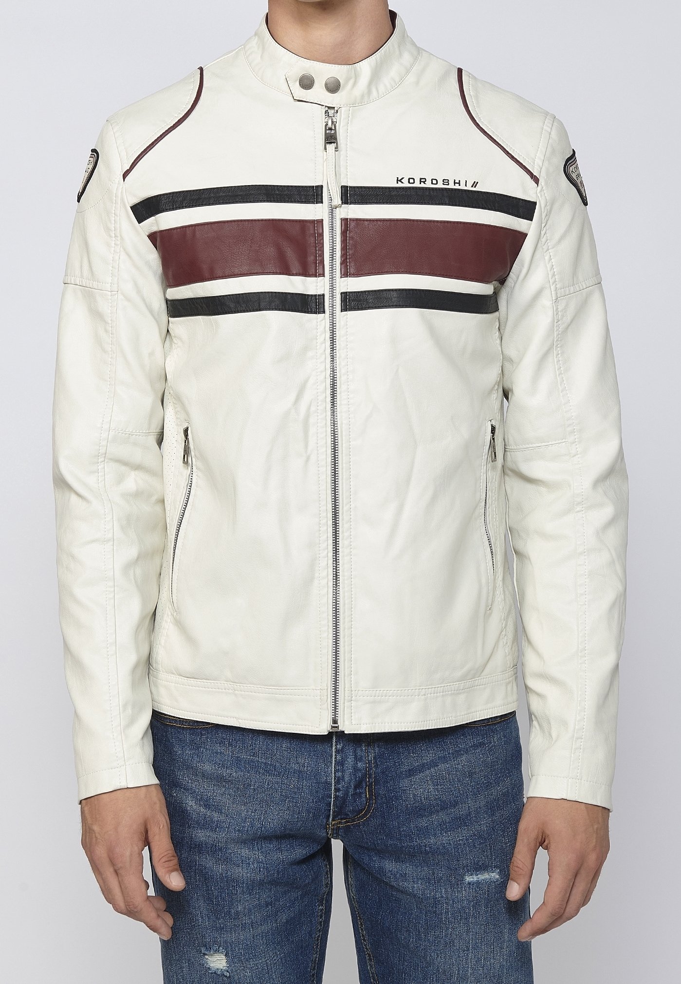 Koroshi Faux leather jacket - off-white - (Pre-owned) - Zalando.ie