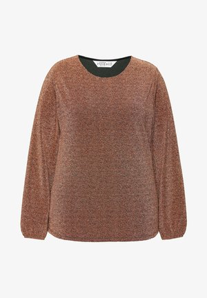 Langarmshirt in schimmerndem Rostton, mit Rundhals-Ausschnitt und leichtem, strukturiertem Stoff in leicht lockerer Passform.