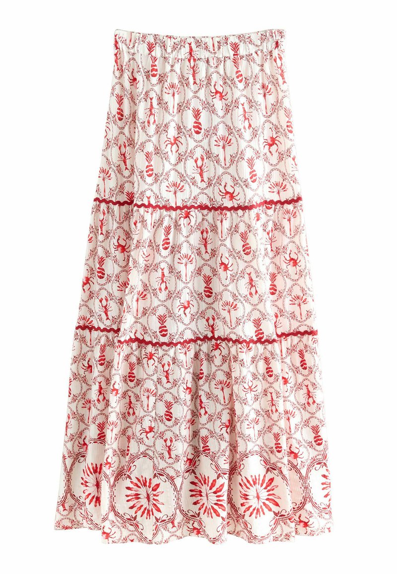 Next PETITE - TIERED - Jupe longue - ecru red lobster print