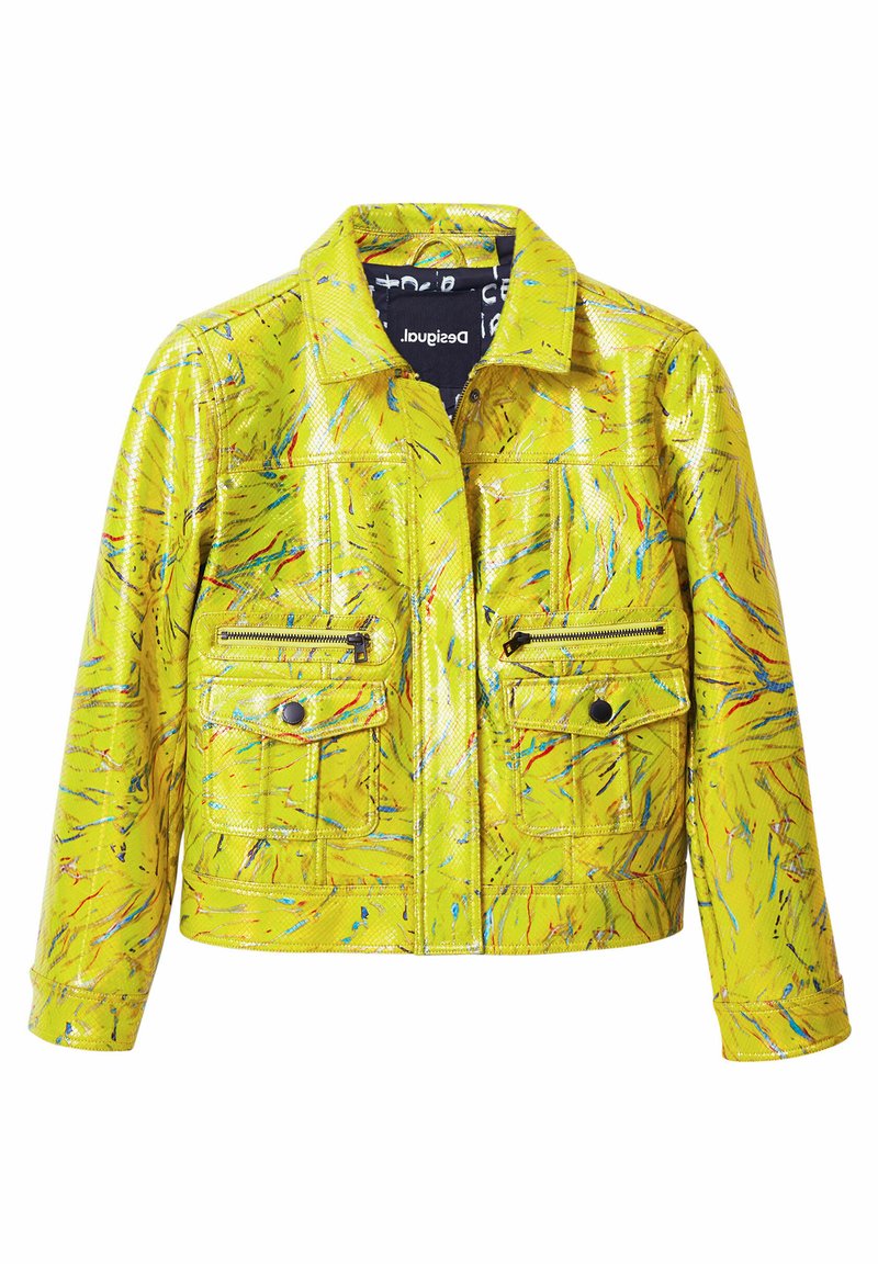 Desigual Imitatieleren jas geel