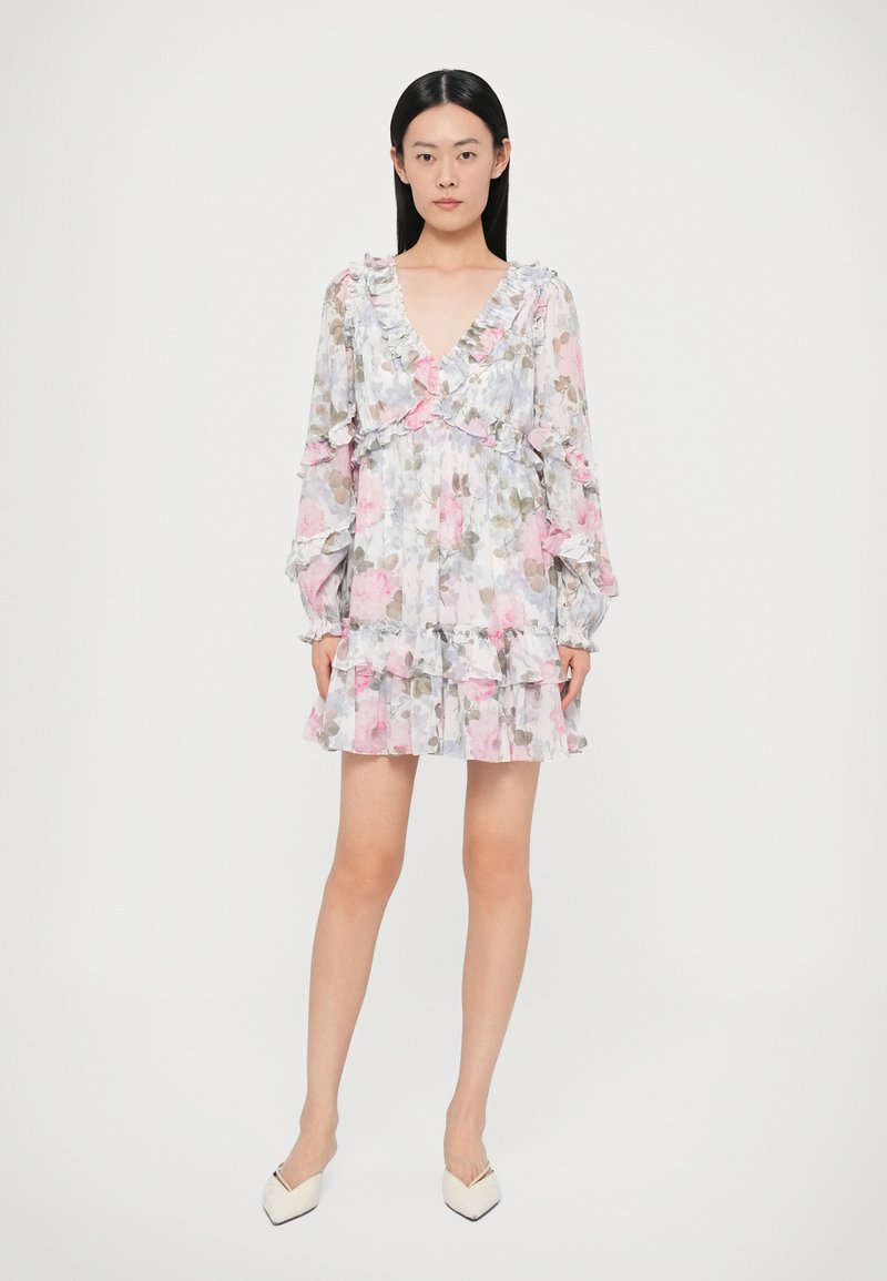 Needle & Thread EXCLUSIVE CAMILLES GARDEN CHIFFON LONG SLEEVE MICRO MINI  DRESS - Robe de soire - moonshine/rose - ZALANDO.FR