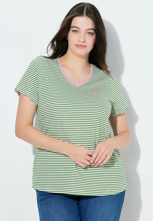 ECO STRIPED SHORT SLEEVE - T-Shirt print - moss green