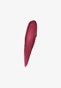 Romige bordeaux lipstick swatch, langwerpige vorm met een gladde textuur, die een glanzende afwerking laat zien tegen een effen witte achtergrond.