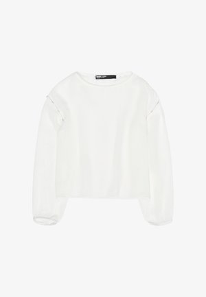 BIMBA Y LOLA, BIMBA Y LOLA JERSEY BOXY BOLAS METALIZADAS BLANCO - Strickpullover - blanco