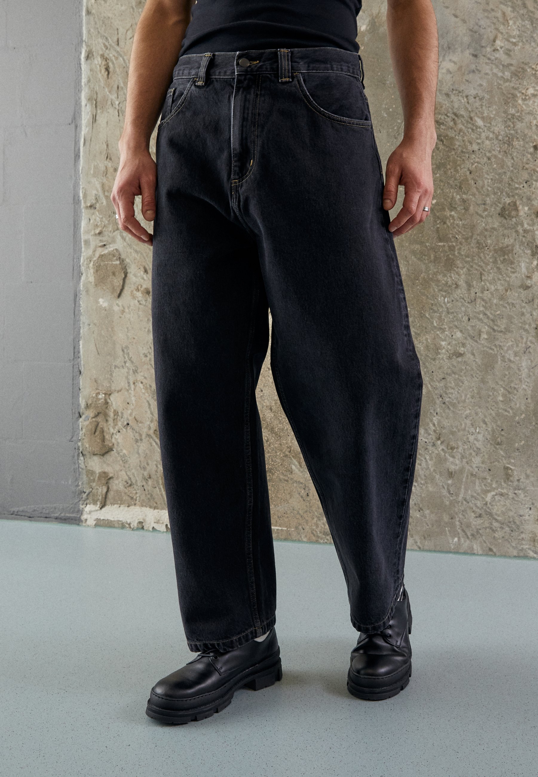 Carhartt WIP BRANDON PANT - Baggy Jeans - black stone washed/black 