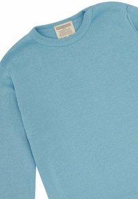 Helles blaue Langarmhemd aus weichem, atmungsaktivem Stoff. Verfügt über einen klassischen Rundhalsausschnitt und minimalistische Nähte für einen glatten Abschluss.