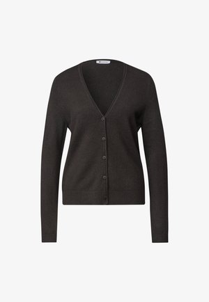 Street One, CADIGAN MIT V-NECK UND KNOPFLEISTE - Strickjacke - black coffee mel.