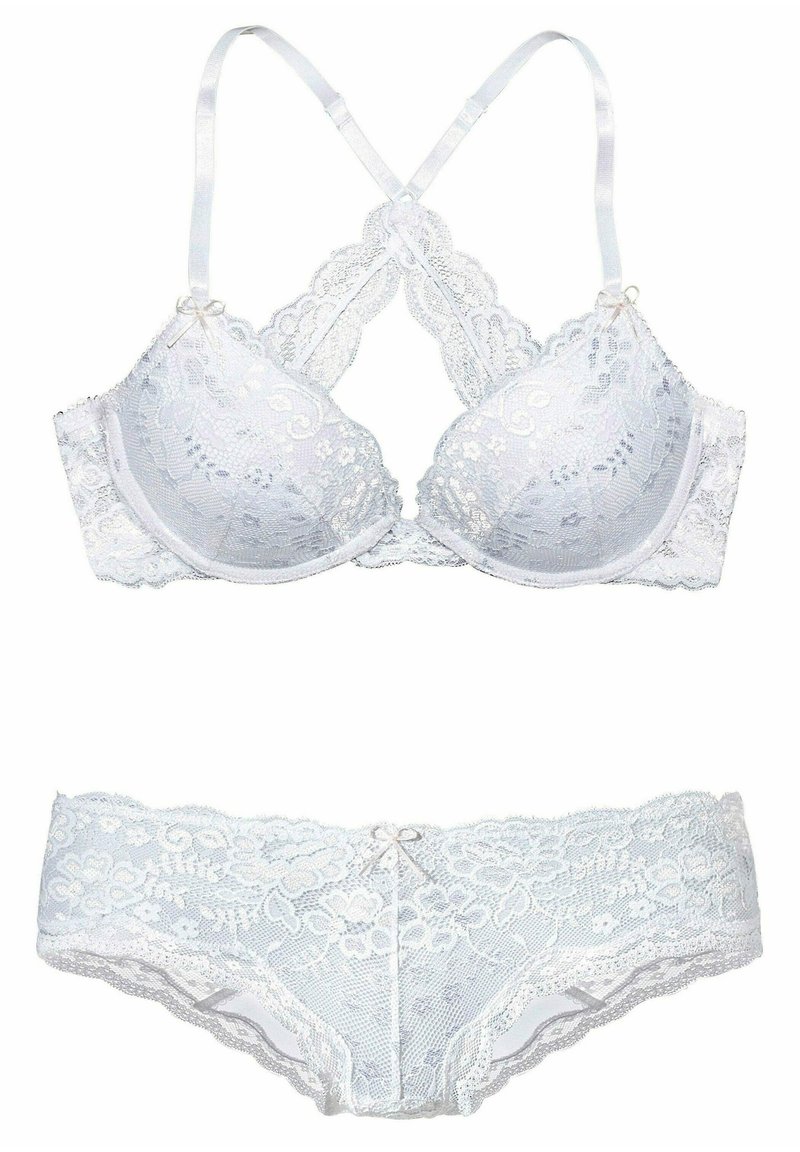 LASCANA SET - Push-up BH - weiß-rosa