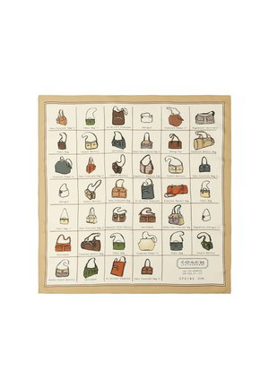 Grid of 36 illustrated handbag designs with names and a beige border, labeled "Coach Leatherware Spring 2026" at bottom right.