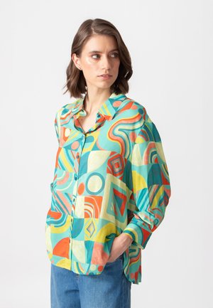 PRINTED  - Button-down blouse - aqua
