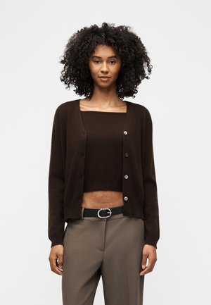 pure cashmere SLEEVELESS CARDIGAN SET - Top - brown