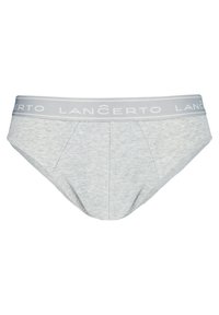 Szare bawełniane slipki z miękkim elastycznym pasem na talii z logo "LANCERTO", z wyszywanymi detalami i klasycznym krojem.