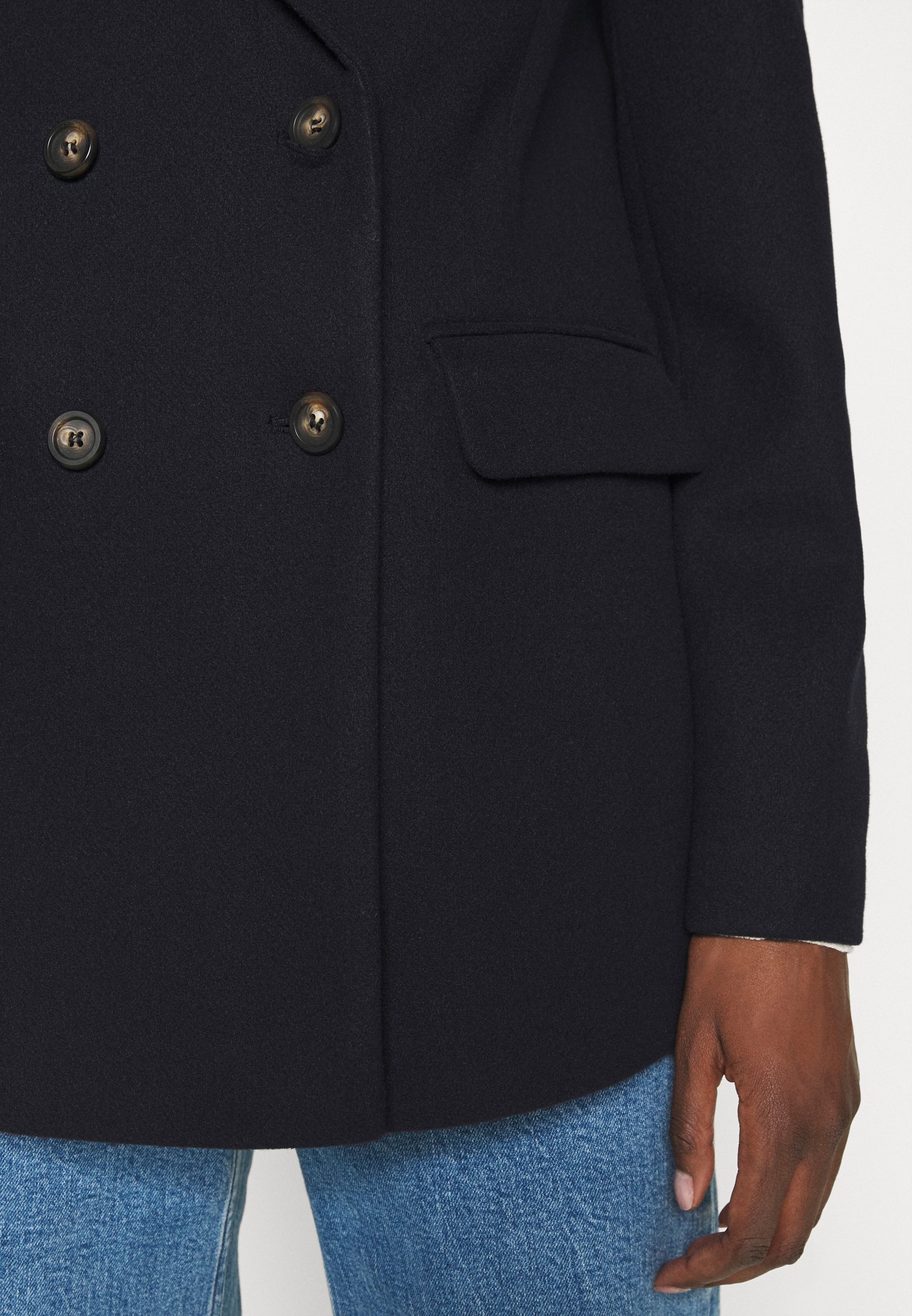 blue single breasted coat