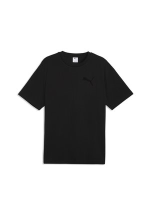 Zwart Puma T-shirt met korte mouwen, ronde hals en een subtiel Puma-logo op de linkerborst.
